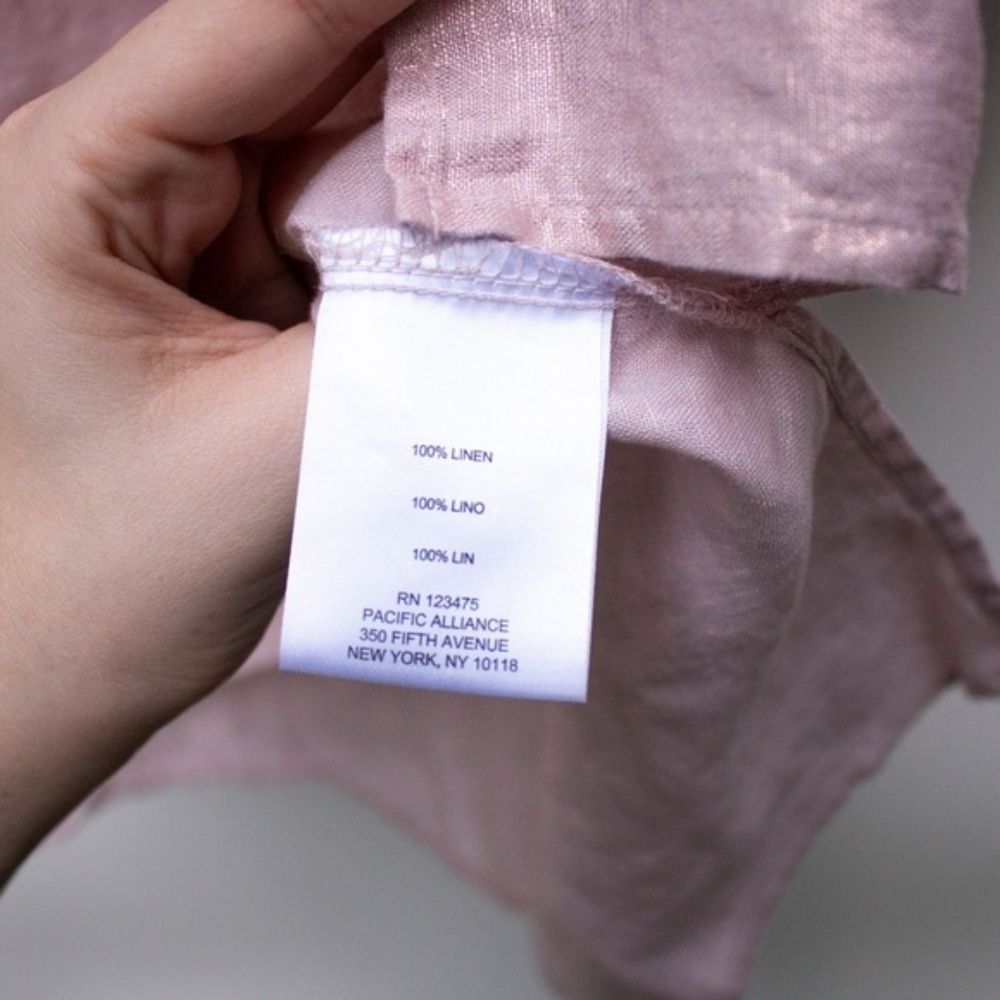 Ellen Tracy | NWT Pink Linen Short Sleeve Blouse - Picture 6 of 7
